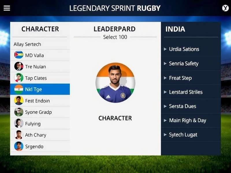 Legendary Sprint Rugby character selection screen
